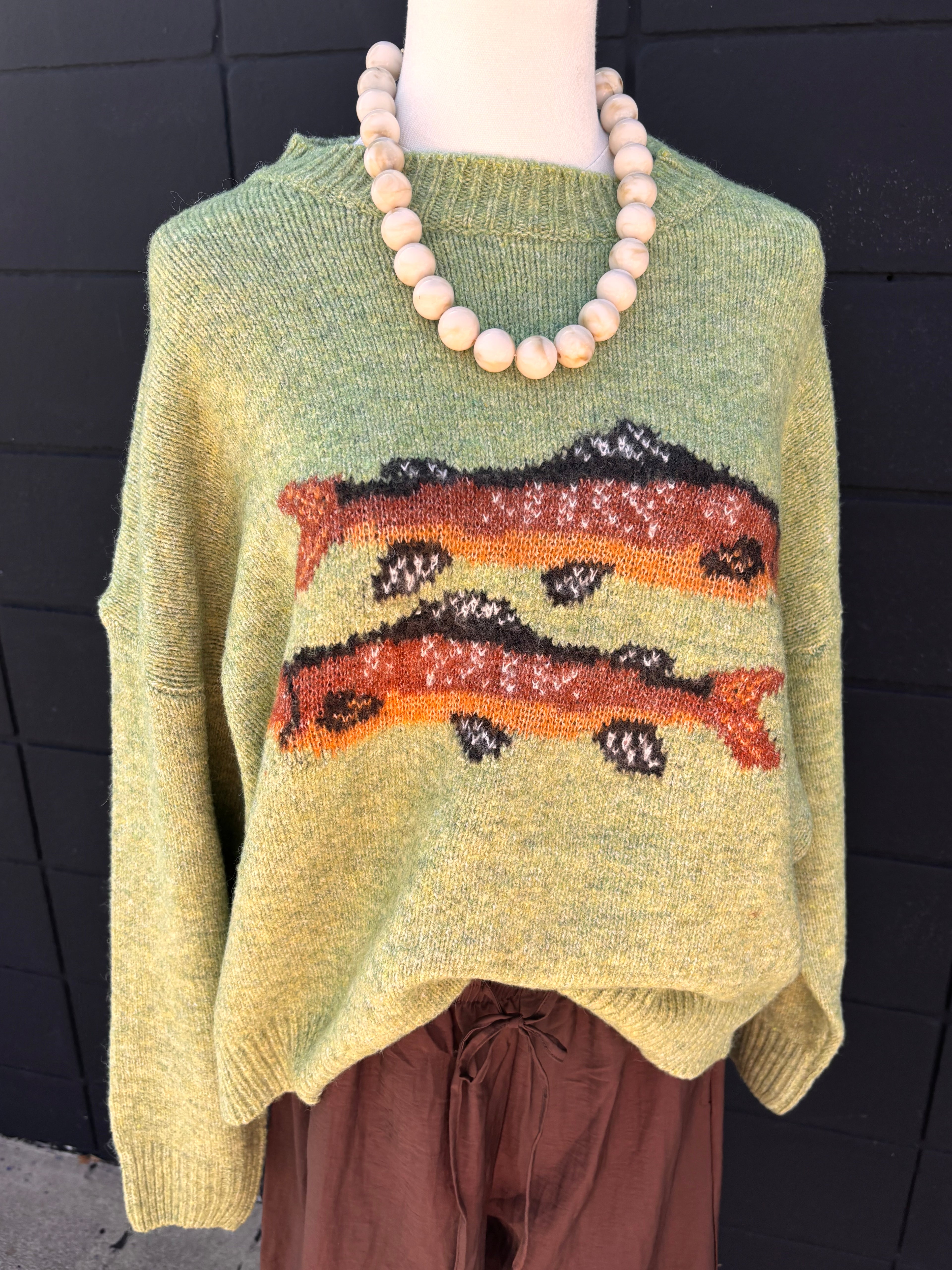 Spring Green Fish Sweater