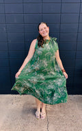 Green Floral Lurex Midi