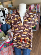 Animal print short sleeve with tassels