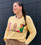 Wildflower Rodeo Boots Patchwork Knit Sweater