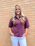 Burgundy Button Blouse