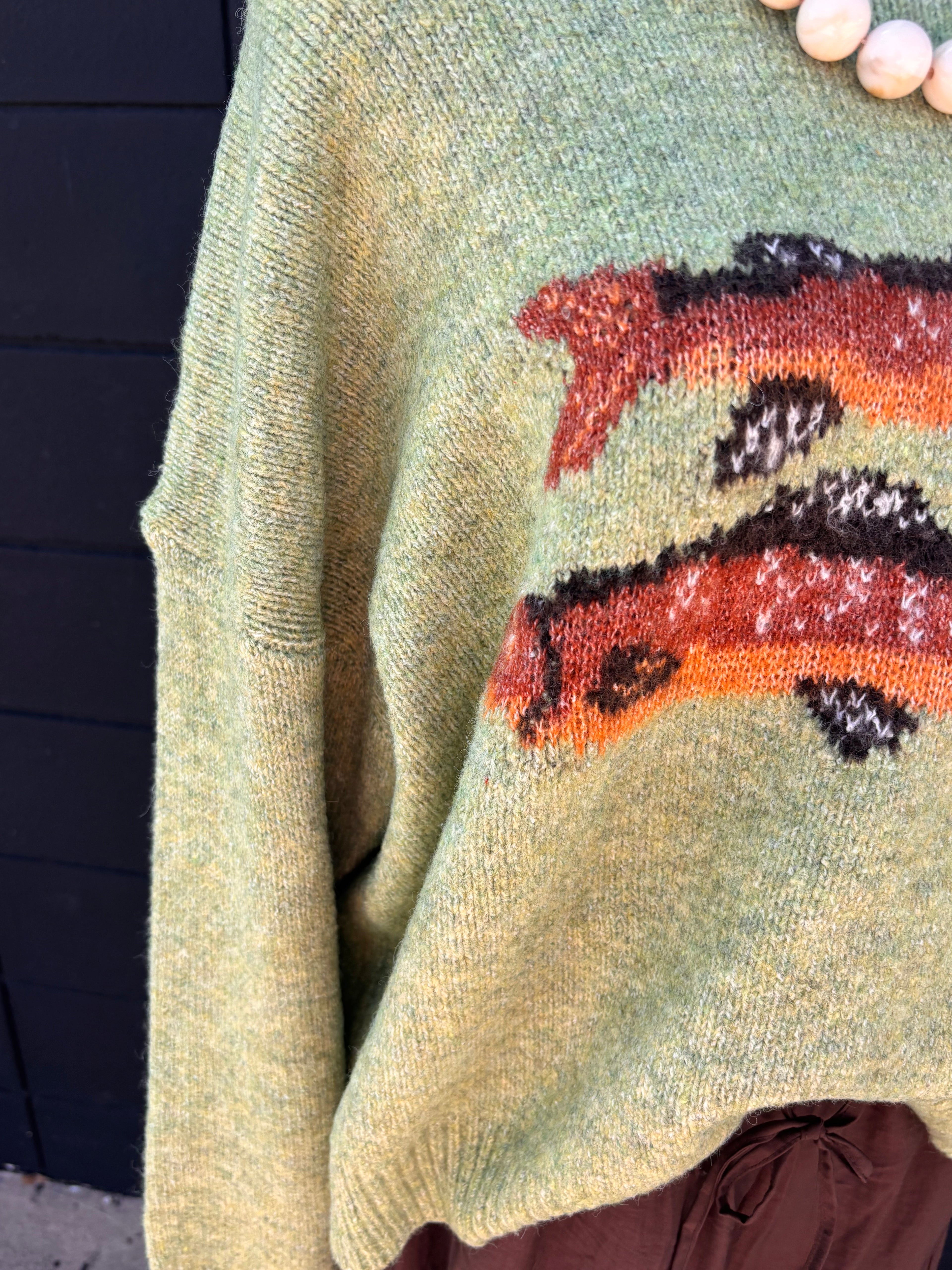Spring Green Fish Sweater