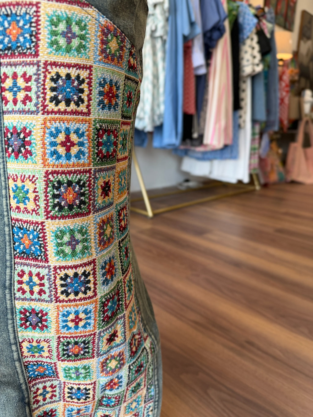 Mixed Print Mineral Washed Jeans