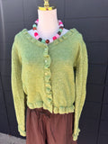 Green Ruffle Front Cardigan