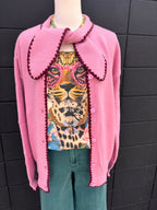 Lipstick Pink Tie Neck Sweater