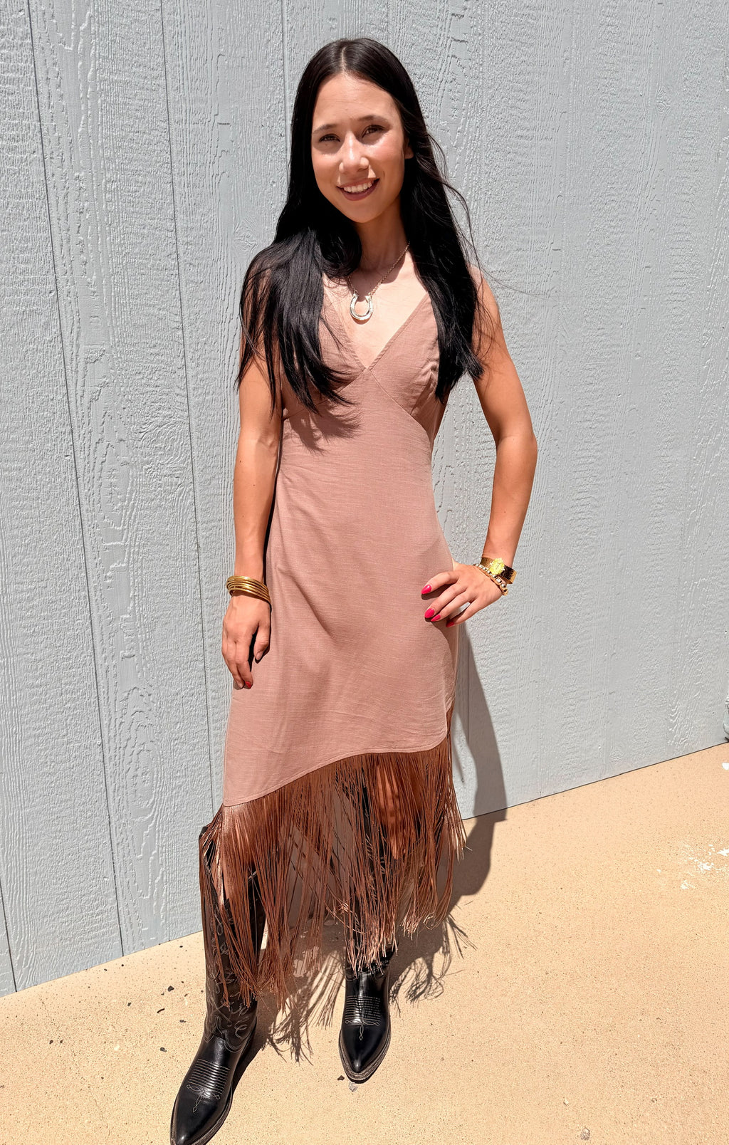 Tassel Trim Midi Dress