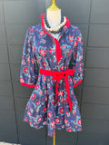 Navy & Red Boho Dress