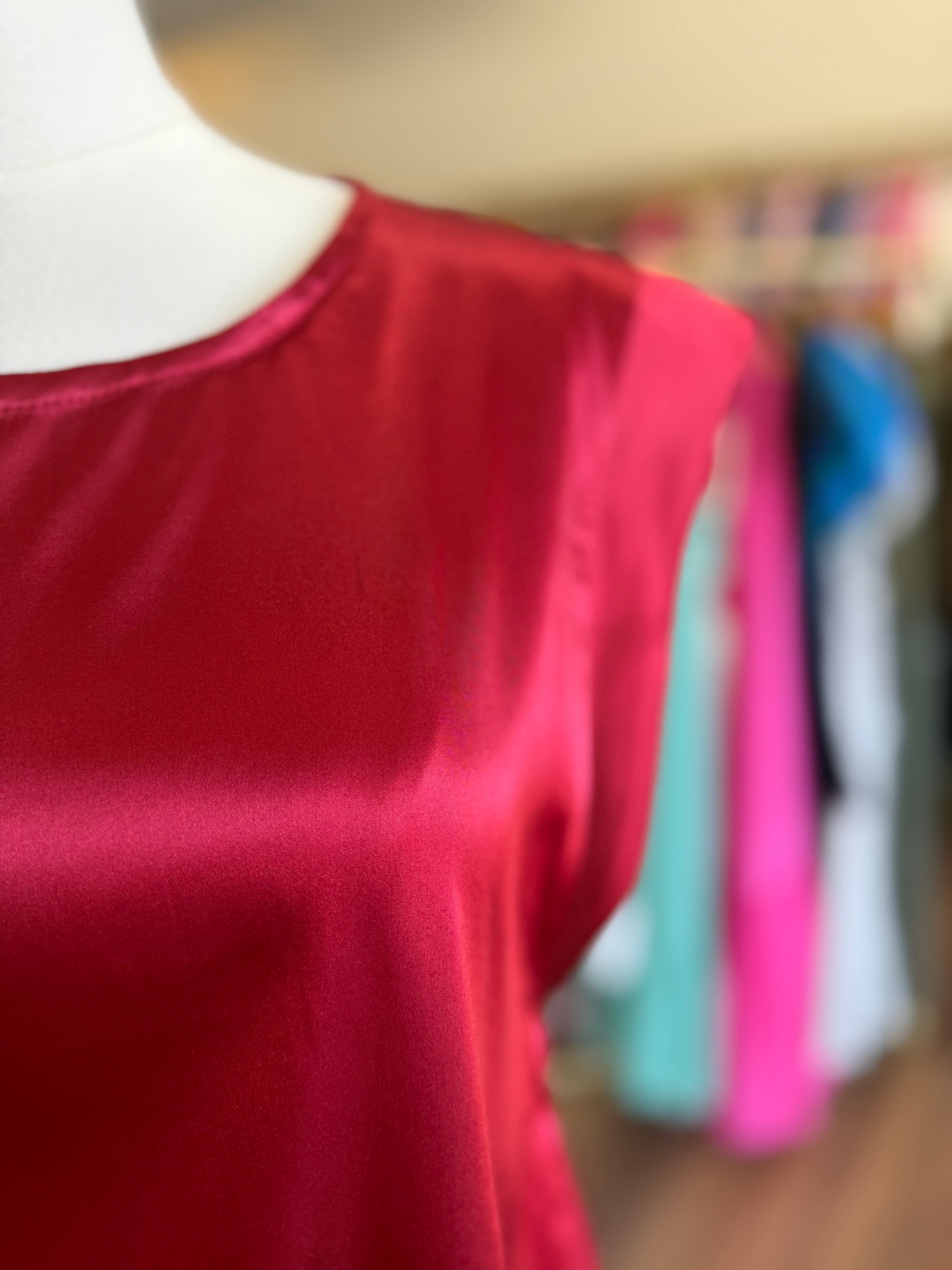 Wine Satin Top
