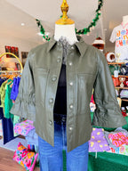 Olive Faux Leather Jacket