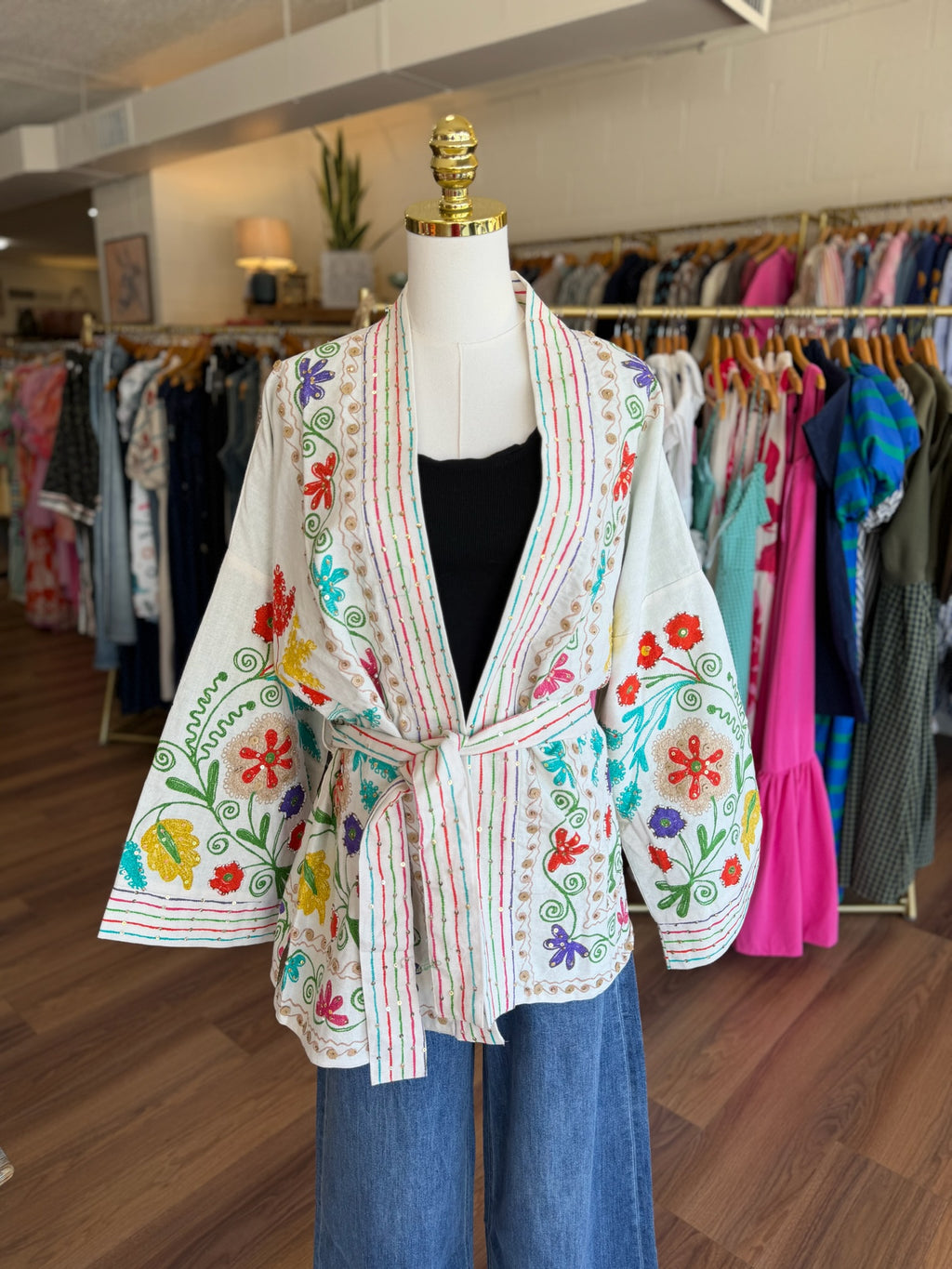 Tassel Trim Long Sleeve Woven Cardigan