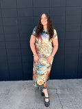 Peacock Printed Midi Dress