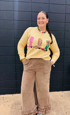 Wildflower Rodeo Boots Patchwork Knit Sweater