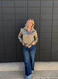 Satin blouse with gold buttons