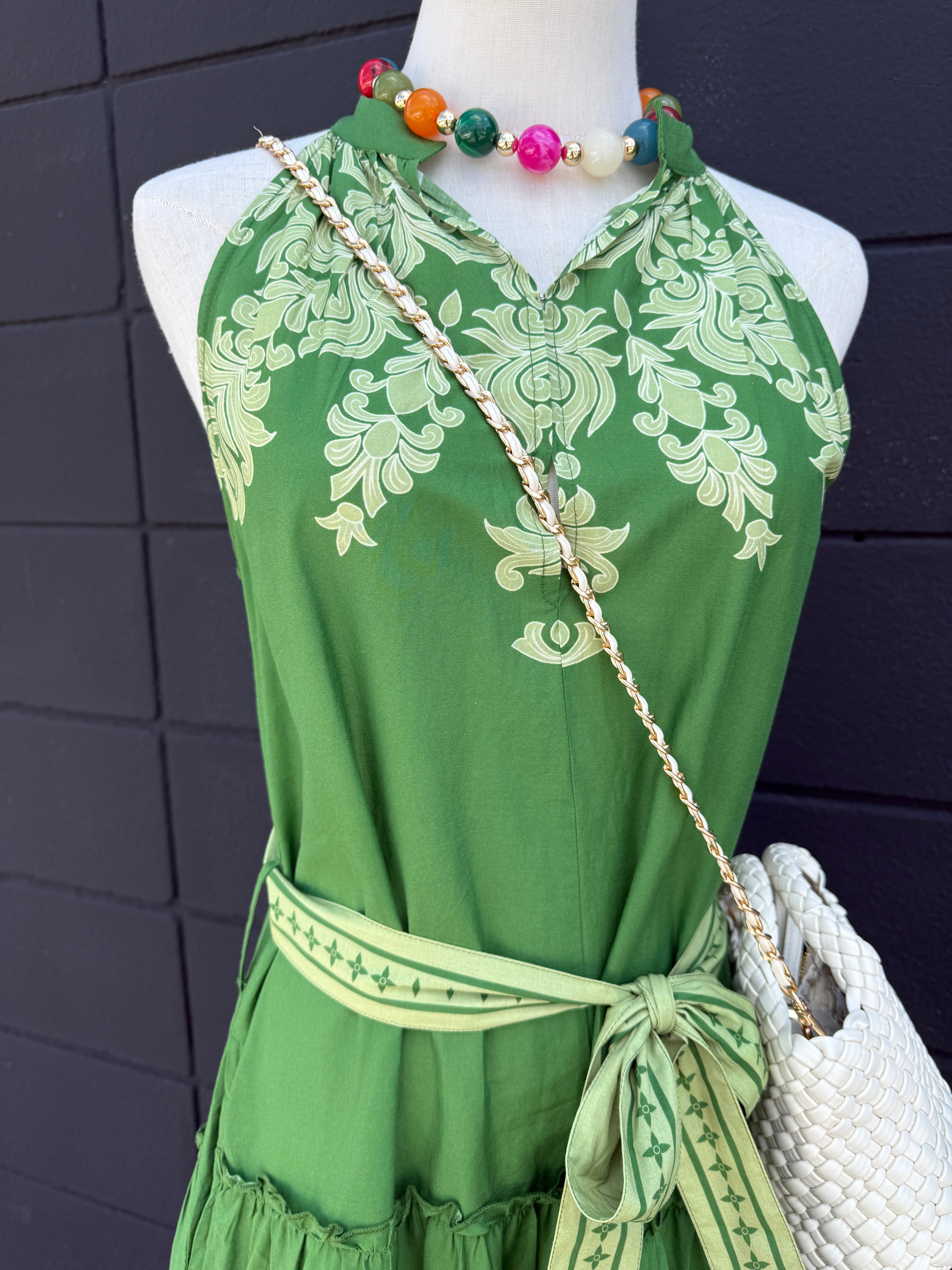Foliage Haltered Maxi Dress