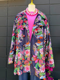 Navy Floral Velvet Blazer