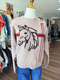 Horse Head Print Sweater