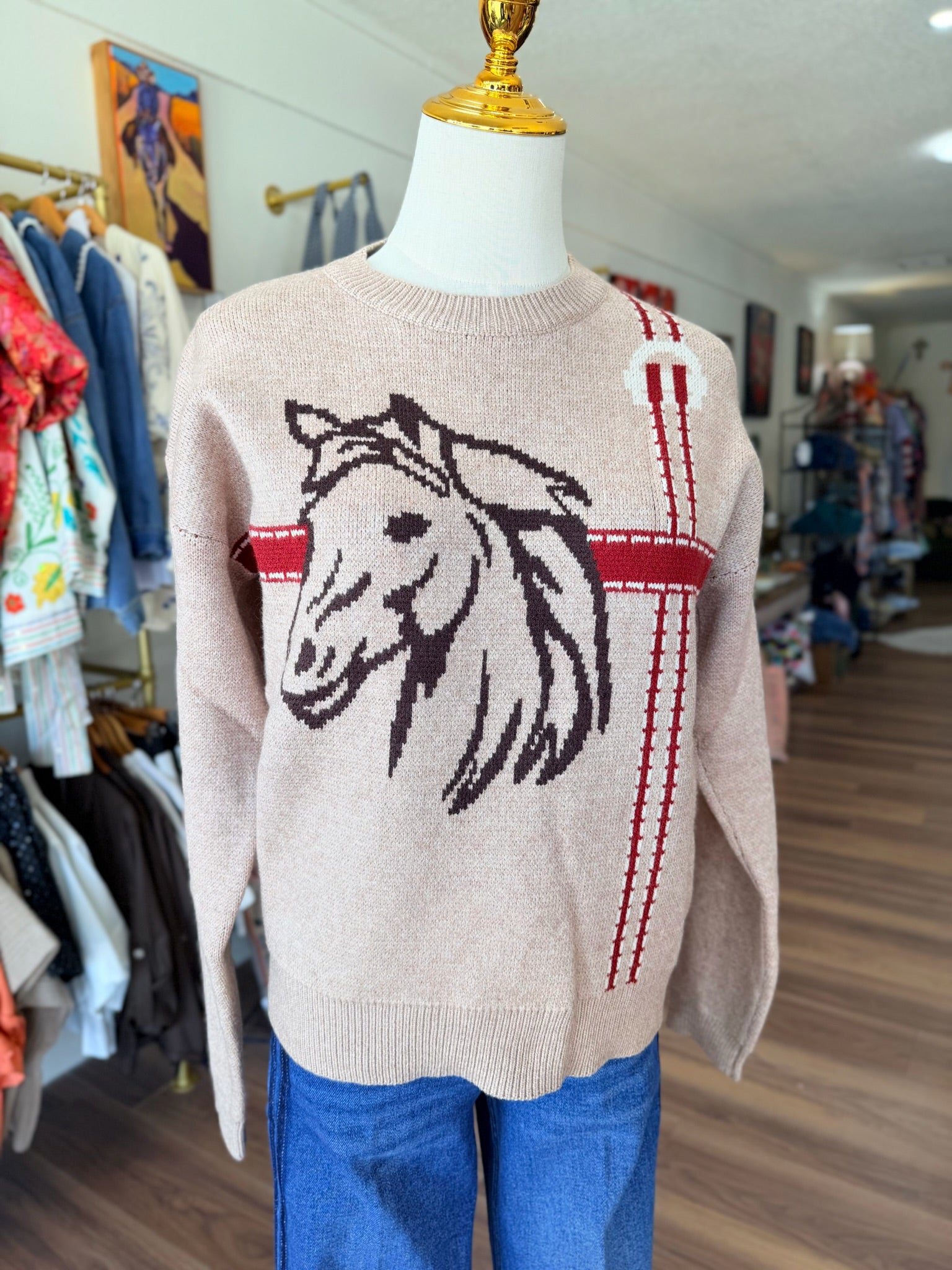 Horse Head Print Sweater