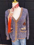 Rodeo Embroidered Fuzzy Knit Cardigan