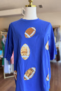 Blue Sequin Football Tee