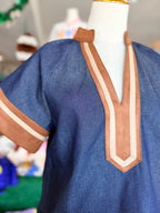 Denim Top with Suede Contrast