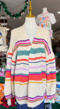 Sunset Carnival Stripe Cozy Relaxed Cardigan