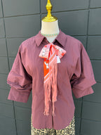 Burgundy Button Blouse