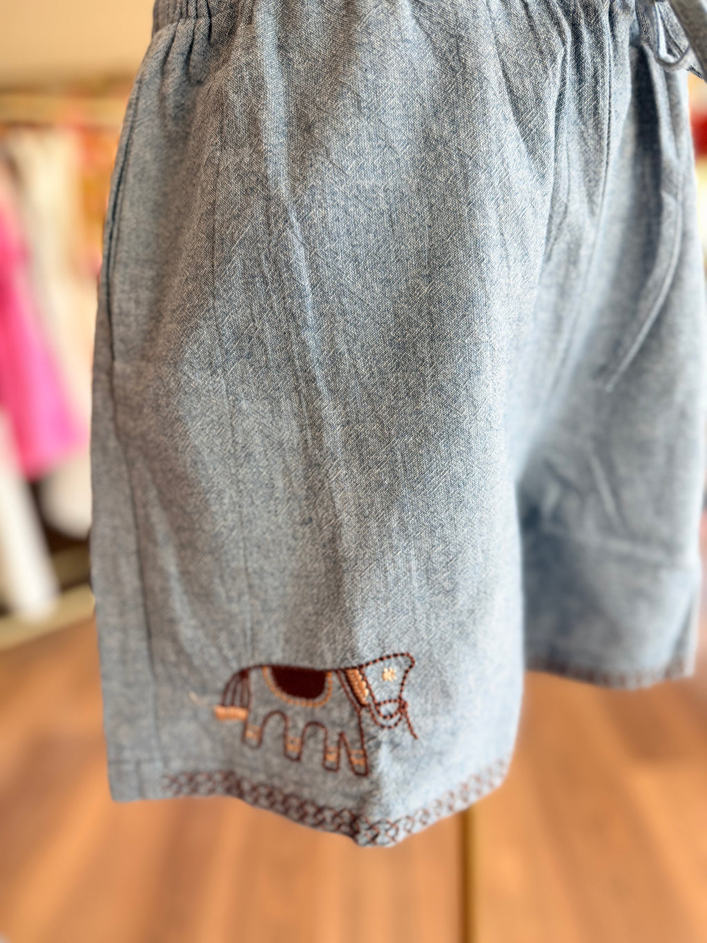 Embroidered Western Boot Drawstring Shorts