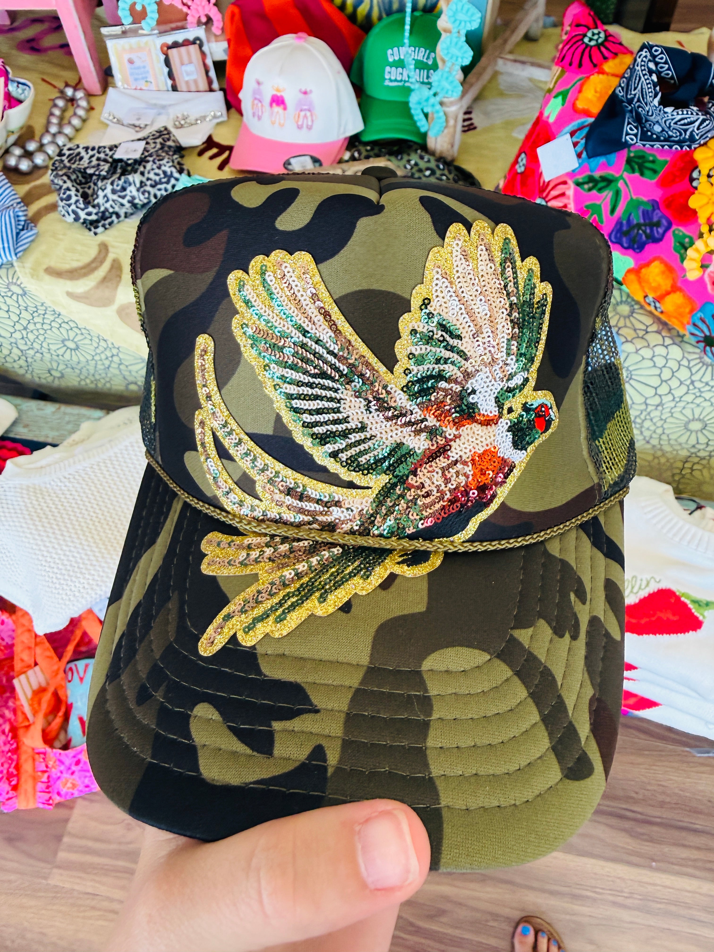Bougie sequin trucker cap-Pheasant