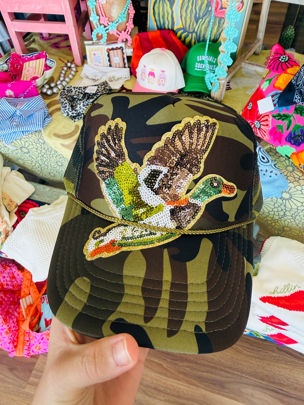 Bougie sequin trucker cap-Mallard
