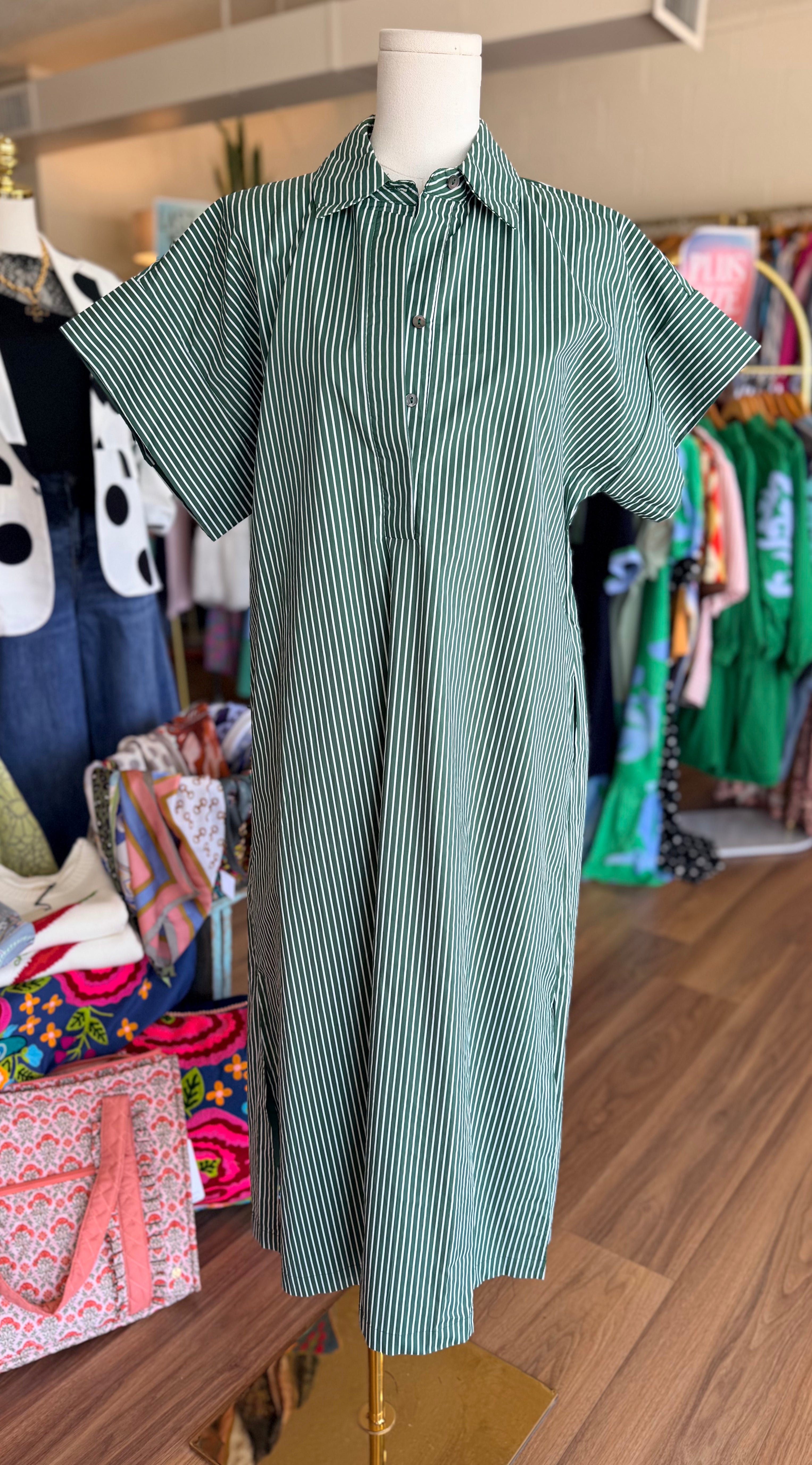 Green Stripe Maxi Dress
