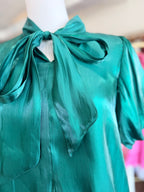 Green Puff Sleeve Blouse