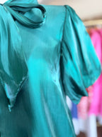 Green Puff Sleeve Blouse