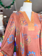 Bubble Sleeve Flower Print top