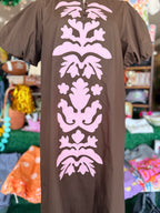 Brown Midi Applique Dress