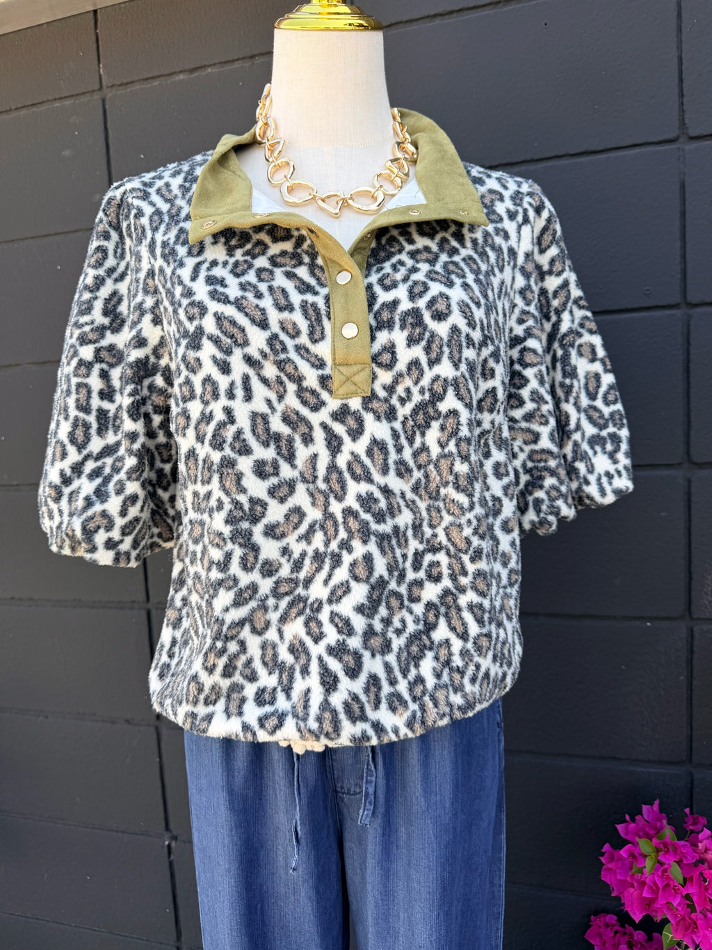 Leopard Sherpa Top
