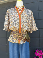 Brown Metallic Leopard Top