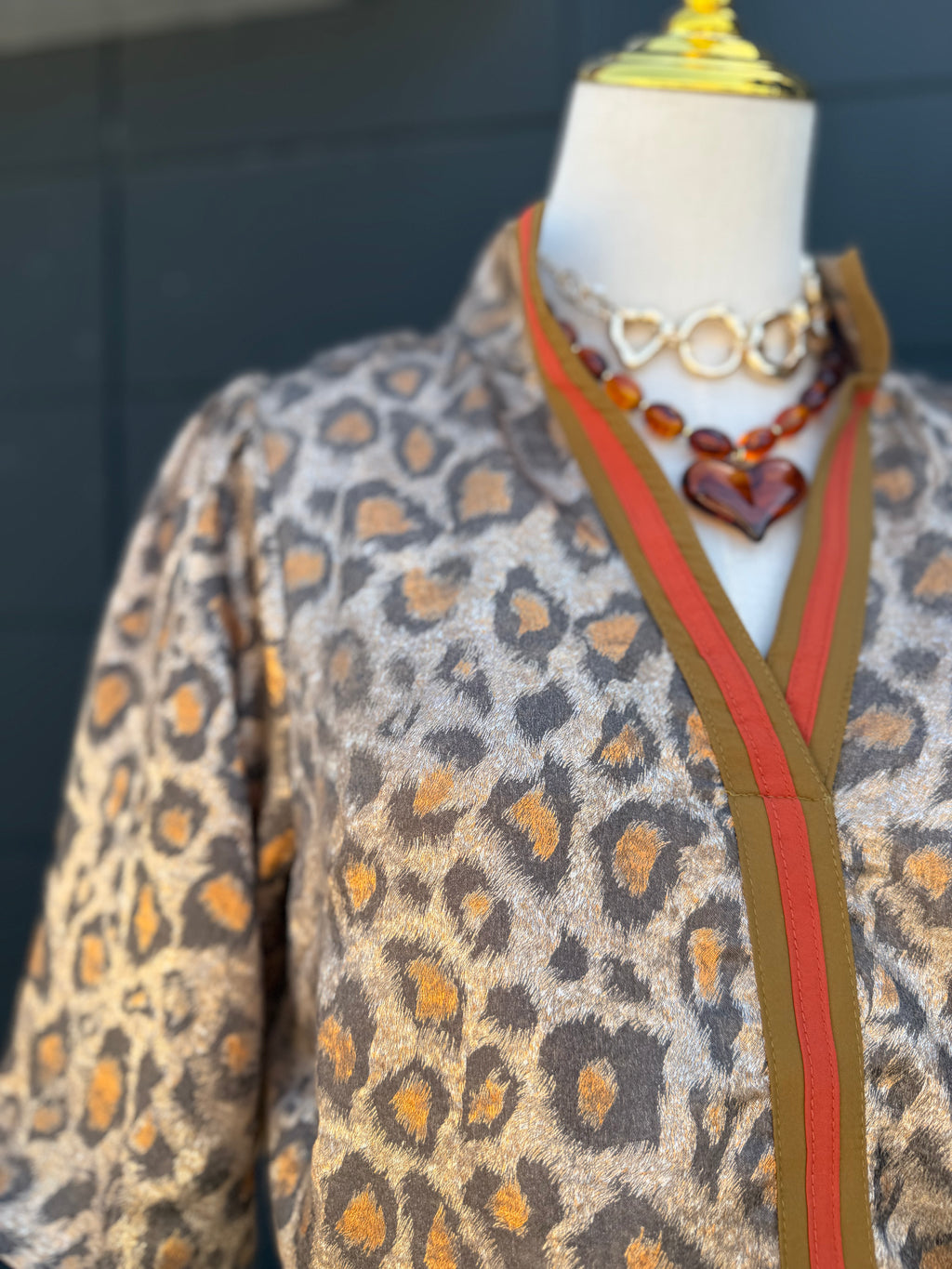 Brown Metallic Leopard Top