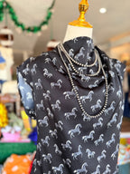 Black Satin High Neck Horse Top