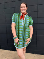 Olive Puff Sleeve Mini Dress
