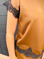 Stretch Satin Lace Top & Pant Set