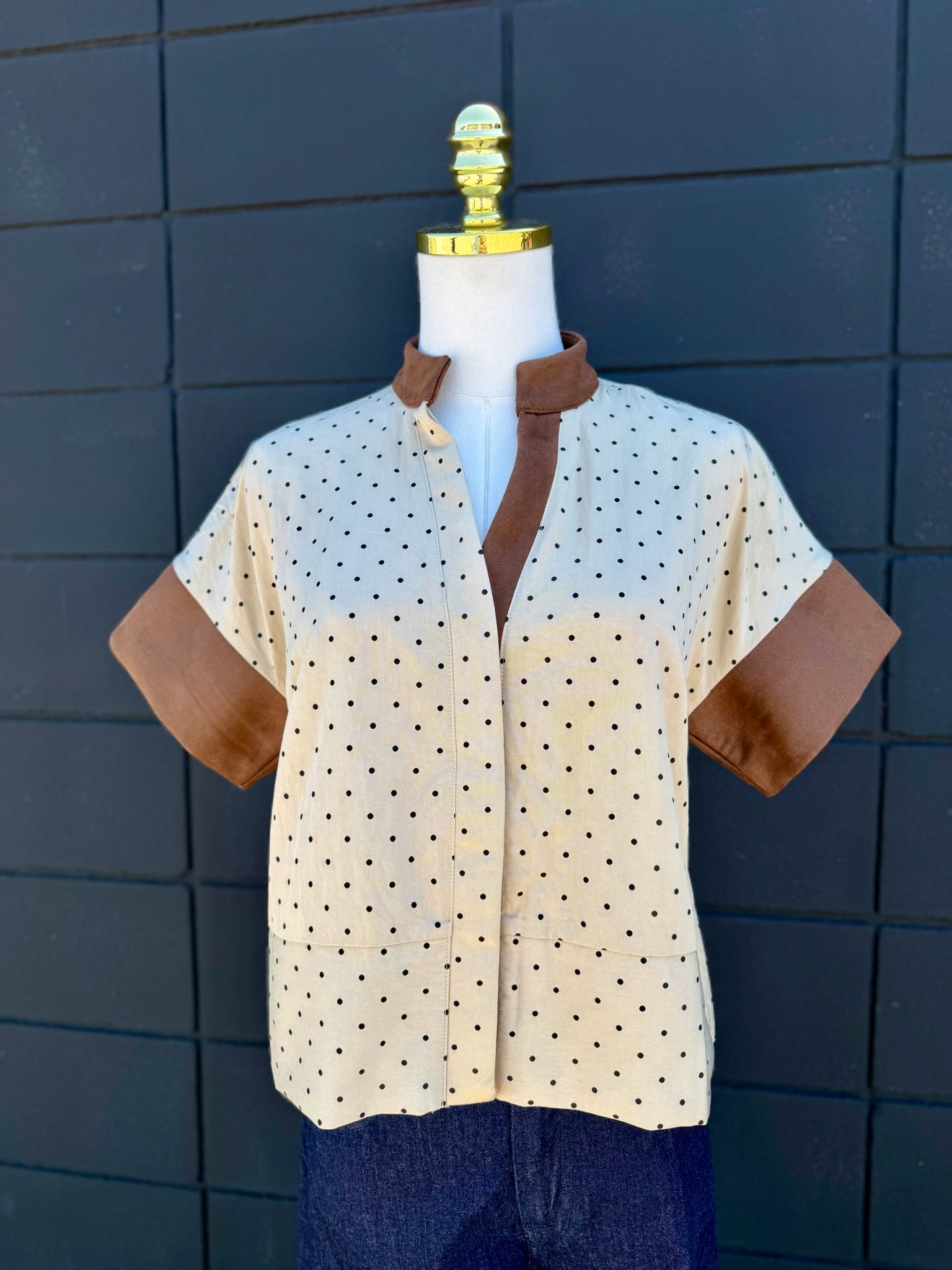 Cream Polka Dot Top