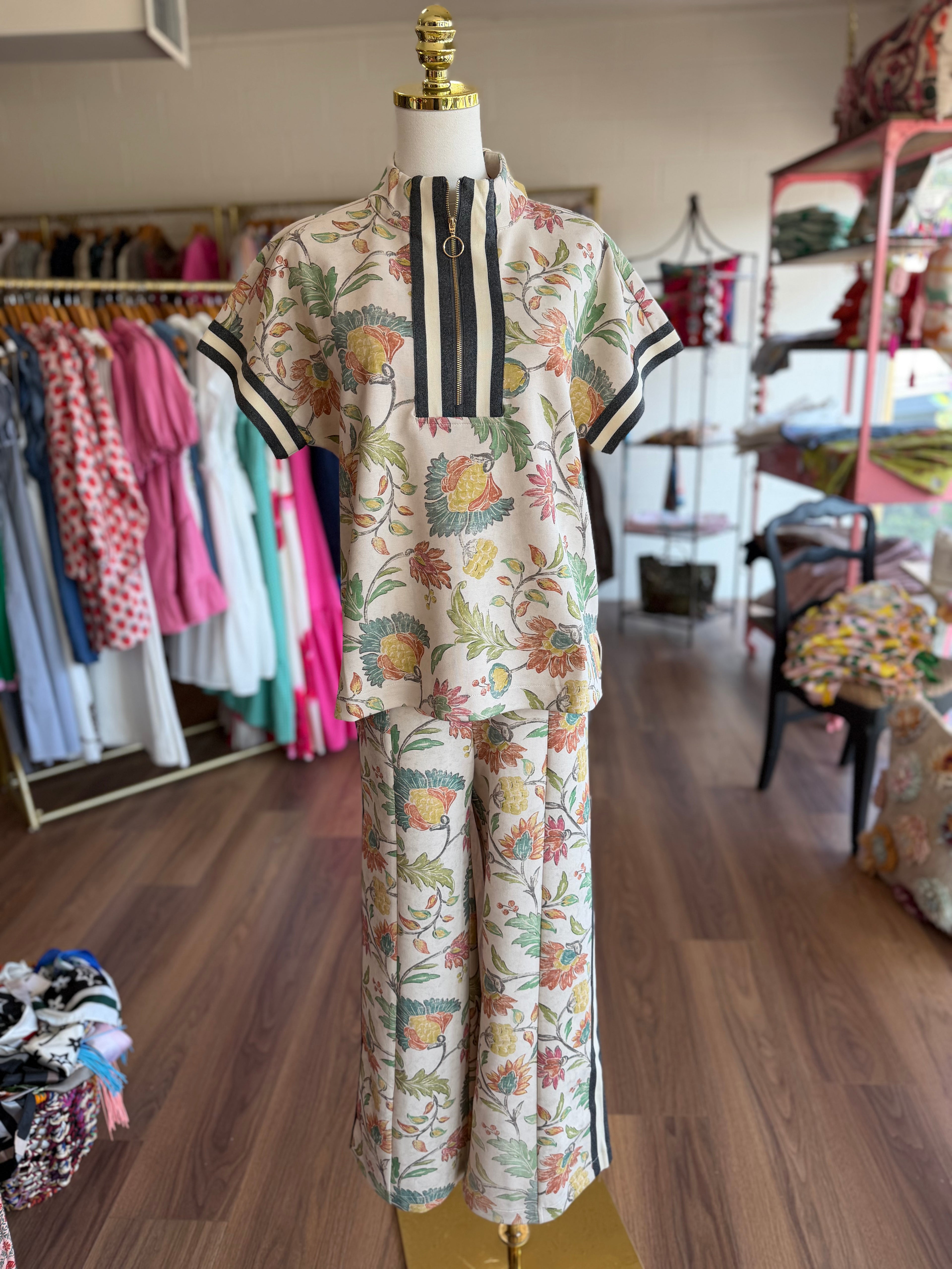 Oatmeal Floral Pants