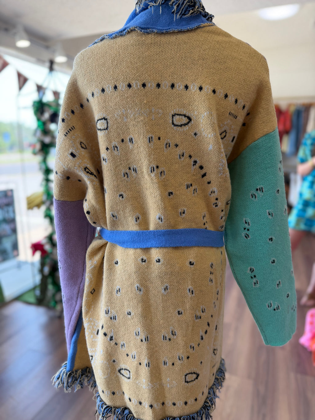 Paisley Print Contrast Cardigan