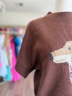 Dog Short Sleeve Knit Sweater