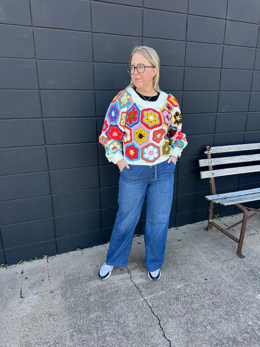Chunky Oversized Granny Square Sweater