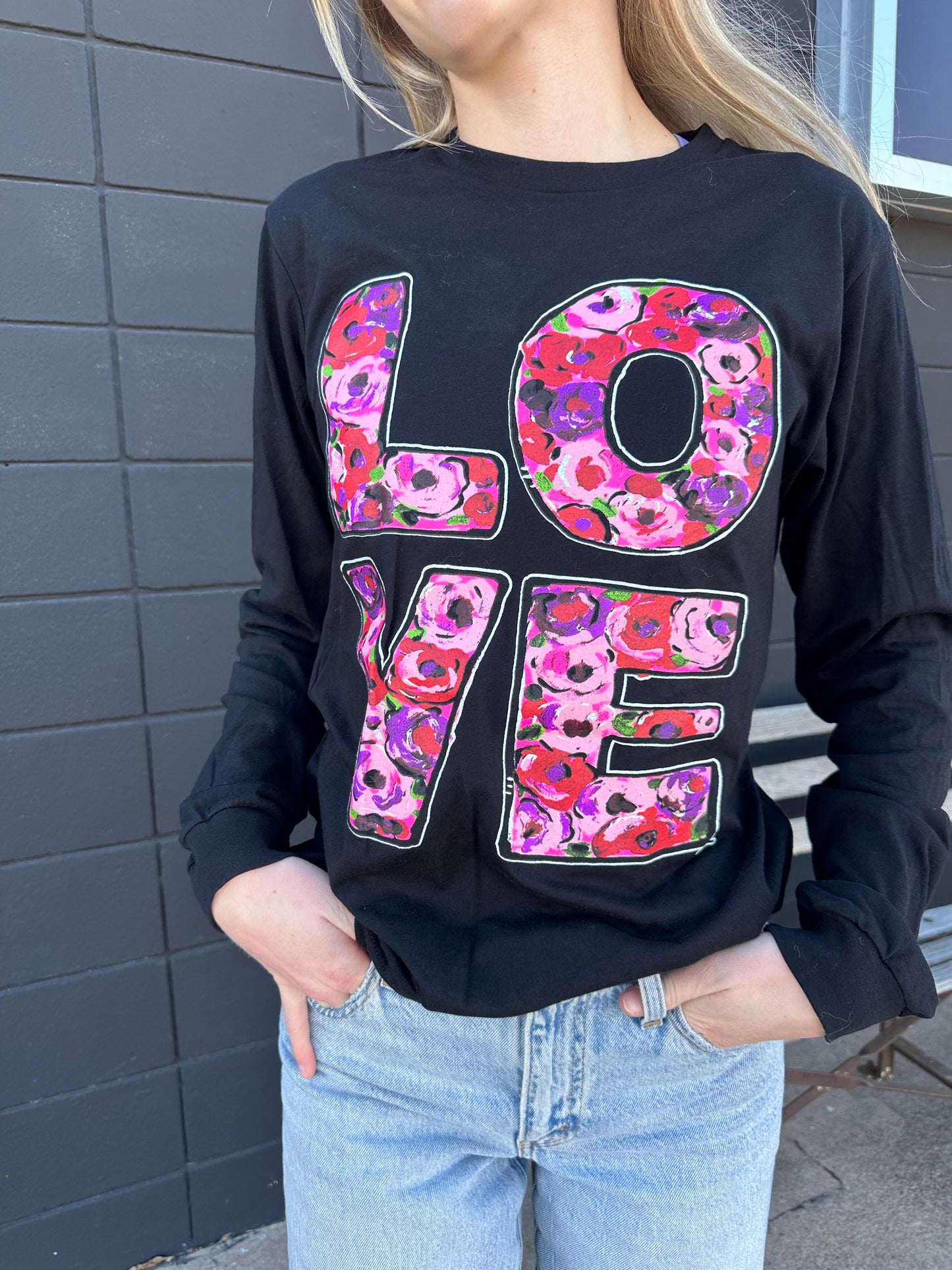 Stacked Floral LOVE Long Sleeve Tee