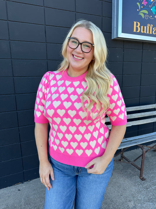 Heart Pattern Short Sleeve