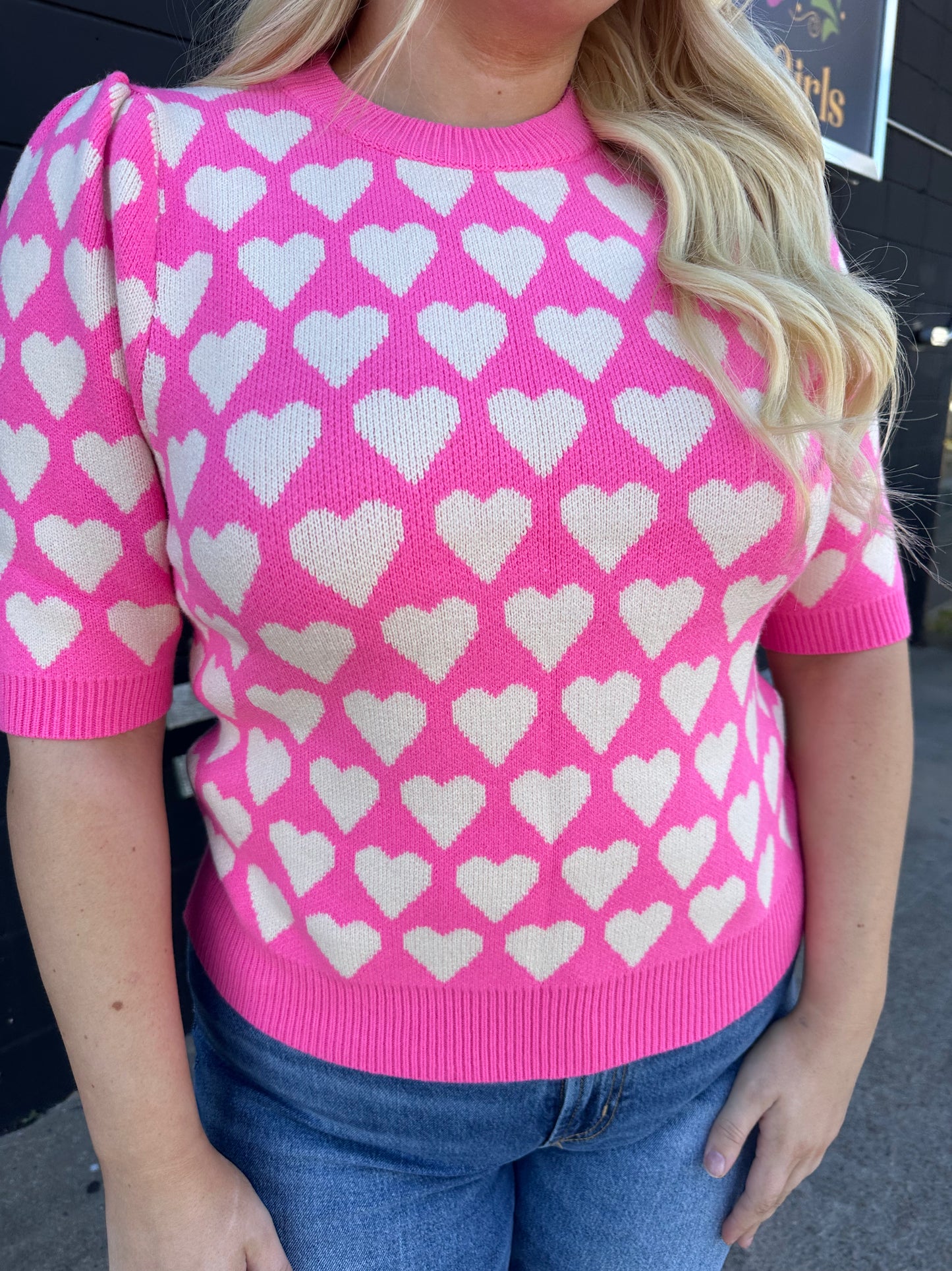 Heart Pattern Short Sleeve