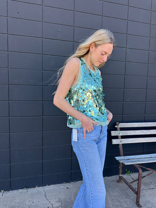 Sparkly Sequin Sleeveless Party Vest Top
