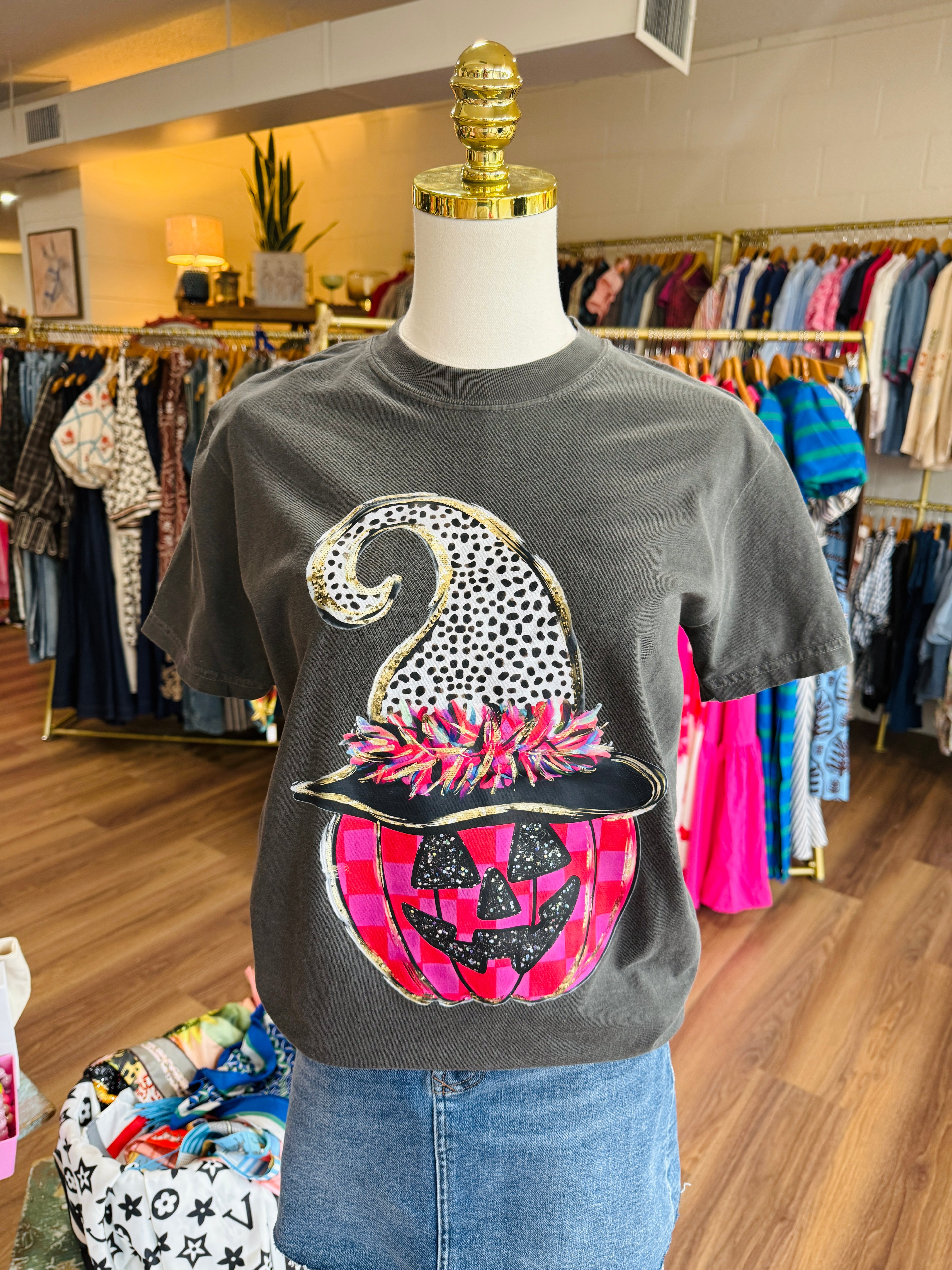 Preppy Polka Dot Pumpkin Tee